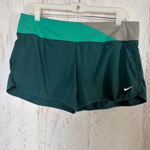 Nike Teal and Gray Colorblock Athletic Shorts
